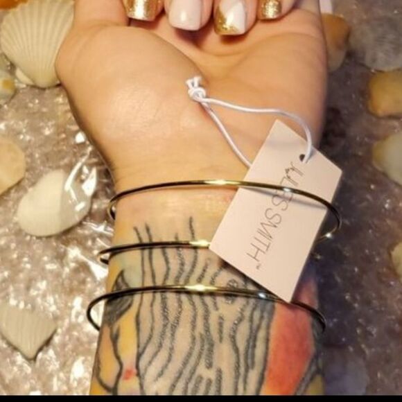 Pave Cuff bracelets 14K Gold & Black by Jules Smith Designs Venice Beach CA NEW - Picture 2 of 12